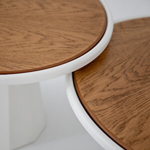 Luna İkili Orta Sehpa Seti Meşe Meşe