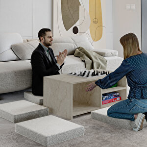 Gord Minderli Orta Sehpa – Oyun Ve Dinlenme Alanı İçin Fonksiyonel Tasarım, Traverten Traverten