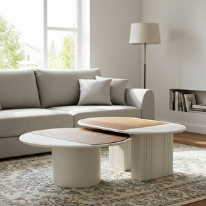 Asus İkili Orta Sehpa Seti Meşe Meşe