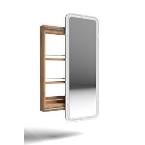 Çok Amaçli Aynali Taki Dolabi Mdf Kapak, Çam - Köşeli Çerçeve