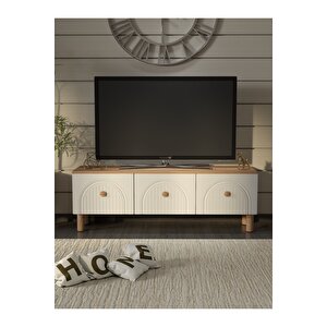 Bohem Tarz 135cm 3 Kapaklı Mdf Kapak Tv Ünitesi, Model 2 Atlantik Çam