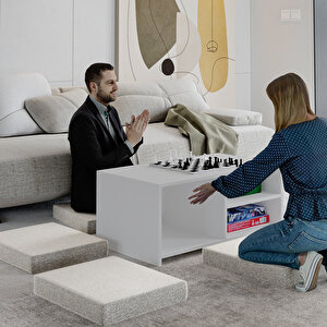 Gord Minderli Orta Sehpa – Oyun Ve Dinlenme Alanı İçin Fonksiyonel Tasarım, Beyaz Beyaz