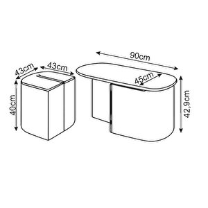Twin Puflu Orta Sehpa – İkili Puf Saklama Alanlı Ve Modern Tasarım, Beyaz