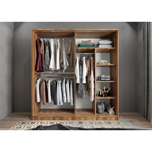 Harika Sürgülü Gardırop Ceviz G.r.h_5_208cm 208 cm
