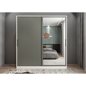 Life Sürgülü Gardırop Beyaz&antrasit G.r.l_6_140cm 140 cm