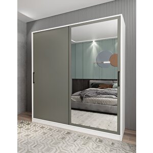 Life Sürgülü Gardırop Beyaz&antrasit G.r.l_6_140cm 140 cm