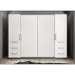 Eko Mükemmel Sürgülü Çekmeceli Kapaklı Gardırop Antrasit&beyaz G.r.m.e_8_208cm 208 cm