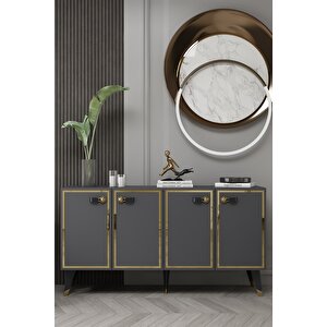 8223-64dd Kb150 Konsol,tv Üni̇tesi̇ ANTRASİT-ALTIN-SİYAH Antrasit - Siyah