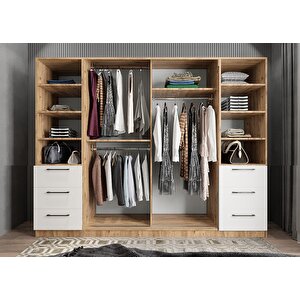 Eko Mükemmel Sürgülü Çekmeceli Kapaklı Gardırop Çam&beyaz G.r.m.e_10_208cm 208 cm