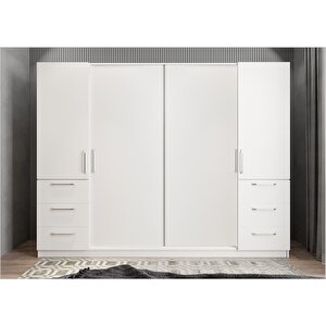 Mükemmel Sürgülü Çekmeceli Kapaklı Gardırop Beyaz G.r.m.e_1_208cm 208 cm