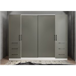 Eko Mükemmel Sürgülü Çekmeceli Kapaklı Gardırop Beyaz&antrasit G.r.m.e_6_208cm 208 cm
