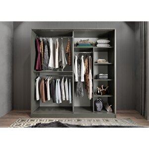 Harika Sürgülü Gardırop Antrasit G.r.h_2_180cm 180 cm