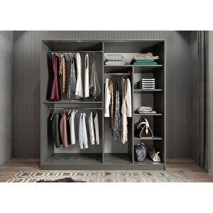 Eko Life Sürgülü Gardırop Antrasit G.r.l.e_2_180cm 180 cm