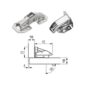 Tas Deliksiz Mobilya Dolap Menteşesi