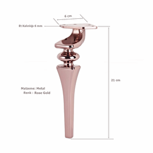 Sintra Lüx Metal Ayak 21 Cm Mobilya Koltuk Ayağı Rose Gold