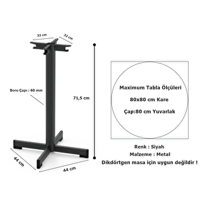 Bistro Masa Ayağı Siyah Metal 71 Cm