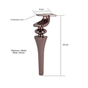 4 Adet Sintra Lüx Metal Ayak 21 Cm Mobilya Koltuk Ayağı Bronz