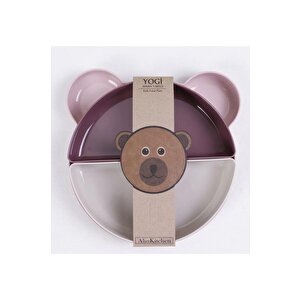 4 Bölmeli Çıkarılabilir Ayıcık Desenli 7 Parça Mama Yemek Tabağı Ve Çatal Kaşık Seti Bpa Free