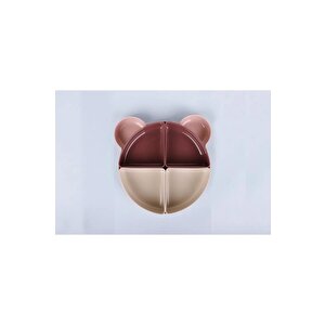 4 Bölmeli Çıkarılabilir Ayıcık Desenli 7 Parça Mama Yemek Tabağı Ve Çatal Kaşık Seti Bpa Free