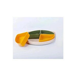 4 Bölmeli Çıkarılabilir Ayıcık Desenli 7 Parça Mama Yemek Tabağı Ve Çatal Kaşık Seti Bpa Free