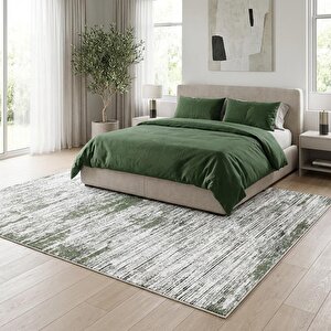 Gri Yeşil Modern Dokulu Dijital Baskılı Kaymaz Tabanlı Halı 200x250 cm