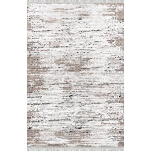 Krem Kahve Modern Dokulu Dijital Baskılı Kaymaz Tabanlı Halı