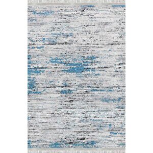 Gri Mavi Modern Dokulu Dijital Baskılı Kaymaz Tabanlı Halı