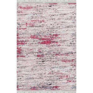 Gri Pembe Modern Dokulu Dijital Baskılı Kaymaz Tabanlı Halı