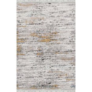 Gri Sarı Modern Dokulu Dijital Baskılı Kaymaz Tabanlı Halı