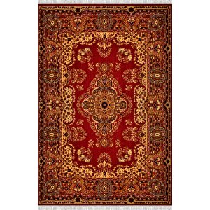 Kırmızı Klasik Desenli Dijital Baskılı Kaymaz Tabanlı Halı