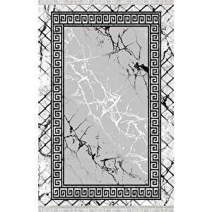 Gri Mermer Desenli Dijital Baskılı Kaymaz Tabanlı Modern Halı