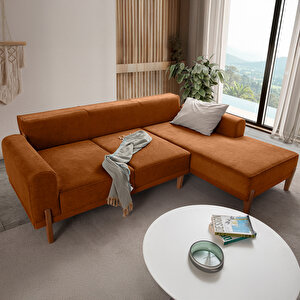 Mocha Plus Sırt Mekanizmalı Köşe Koltuk Turuncu Sağ Köşe Turuncu