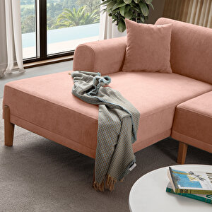 Eymense Mocha Plus Sırt Mekanizmalı Köşe Koltuk Pembe Sol Köşe