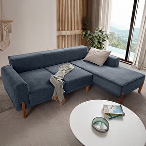 Mocha Plus Sırt Mekanizmalı Köşe Koltuk Mavi Sağ Köşe Mavi