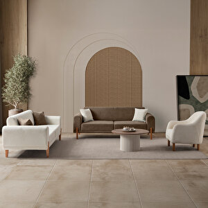 Mocha Plus Sırt Mekanizmalı Koltuk Takımı 3+3+1 Kahverengi Kahverengi