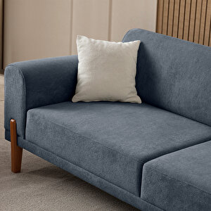 Eymense Mocha Plus Sırt Mekanizmalı Koltuk Takımı 3+1 Mavi