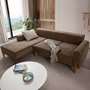 Mocha Plus Sırt Mekanizmalı Köşe Koltuk Kahverengi Sol Köşe Kahve