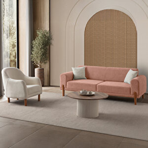 Mocha Plus Sırt Mekanizmalı Koltuk Takımı 3+3+1 Pembe Pembe