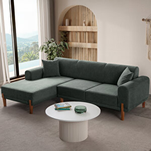 Mocha Plus Sırt Mekanizmalı Köşe Koltuk Yeşil Sol Köşe Yeşil