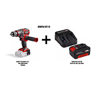 Set-13 (einhell Tp-cd 18/80 Li-i Bl Akülü Darbeli Vidalama+einhell 18v 4,0 Ah Pxc Starter Kit, Akü & Şarj Cihazı)