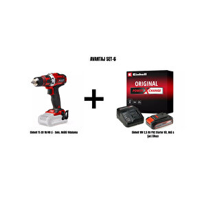 Set-6 (einhell Te-cd 18/40 Li  Akülü Vidalama+einhell 18v 2,5 Ah Pxc Starter Kit, Akü & Şarj Cihazı)