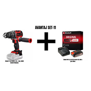 Set-11 (einhell Tp-cd 18/60 Li-i Bl - Solo, Akülü Darbeli Vidalama+einhell 18v 2,5 Ah Pxc Starter Kit, Akü & Şarj Cihazı)