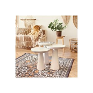 Masif Beyaz Mantar Sehpa