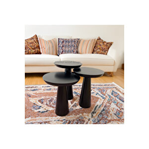 Mat Siyah Üçlü Mantar Sehpa