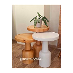 Oluklu Mantar Sehpa(beyazlı Vernikli)