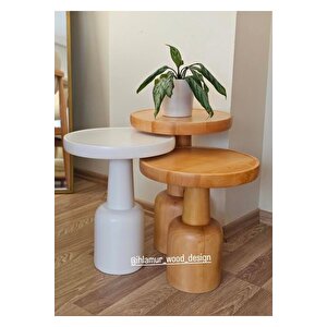 Oluklu Mantar Sehpa(beyazlı Vernikli)