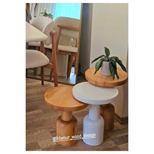 Oluklu Mantar Sehpa(beyazlı Vernikli)