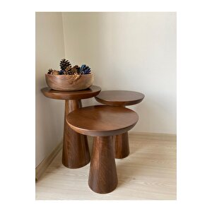 Ihlamur Wood Desıgn 3 Lü Ceviz Mantar Sehpa