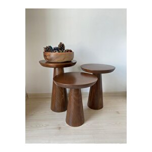 Ihlamur Wood Desıgn 3 Lü Ceviz Mantar Sehpa