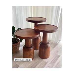 Oluklu Üçlü Mantar Sehpa(ceviz Rengi)